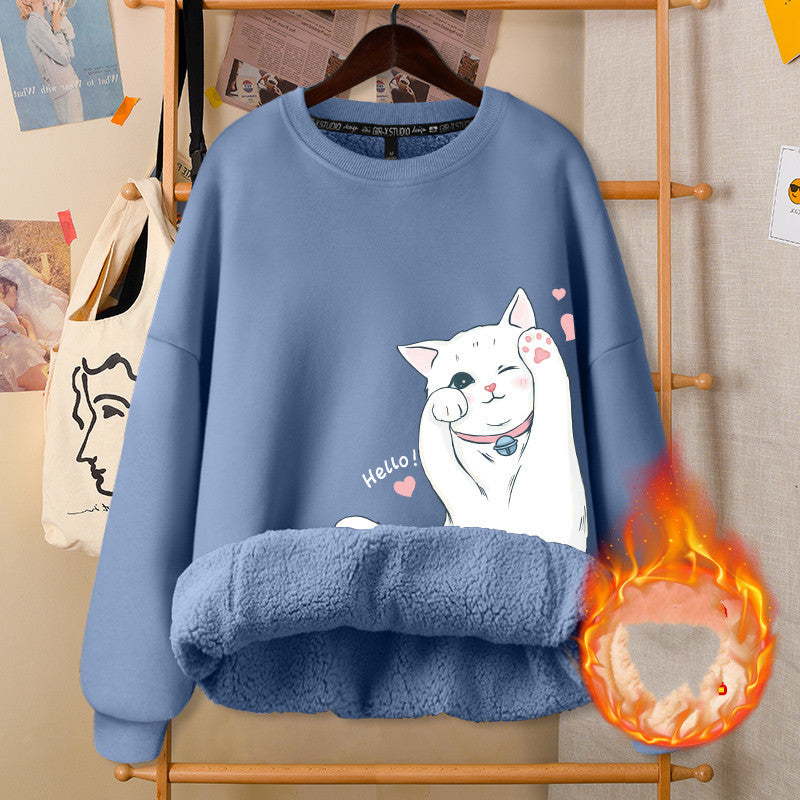 ArtsCloths Autumn and Winter Round Neck White Girly Jacket – Soft Casual Warm Outerwear for Women Arts Cloths