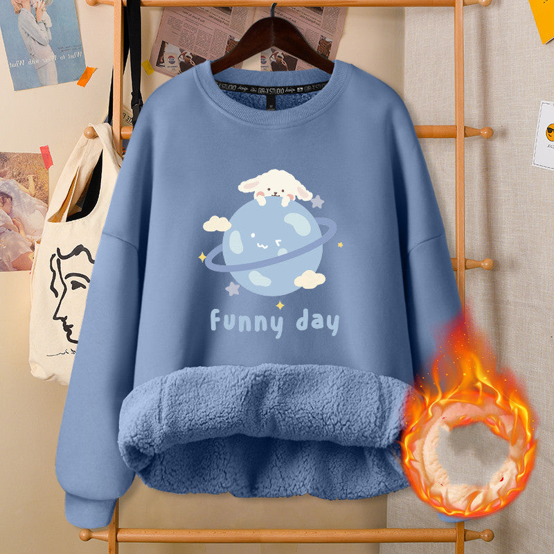 ArtsCloths Autumn and Winter Round Neck White Girly Jacket – Soft Casual Warm Outerwear for Women Arts Cloths