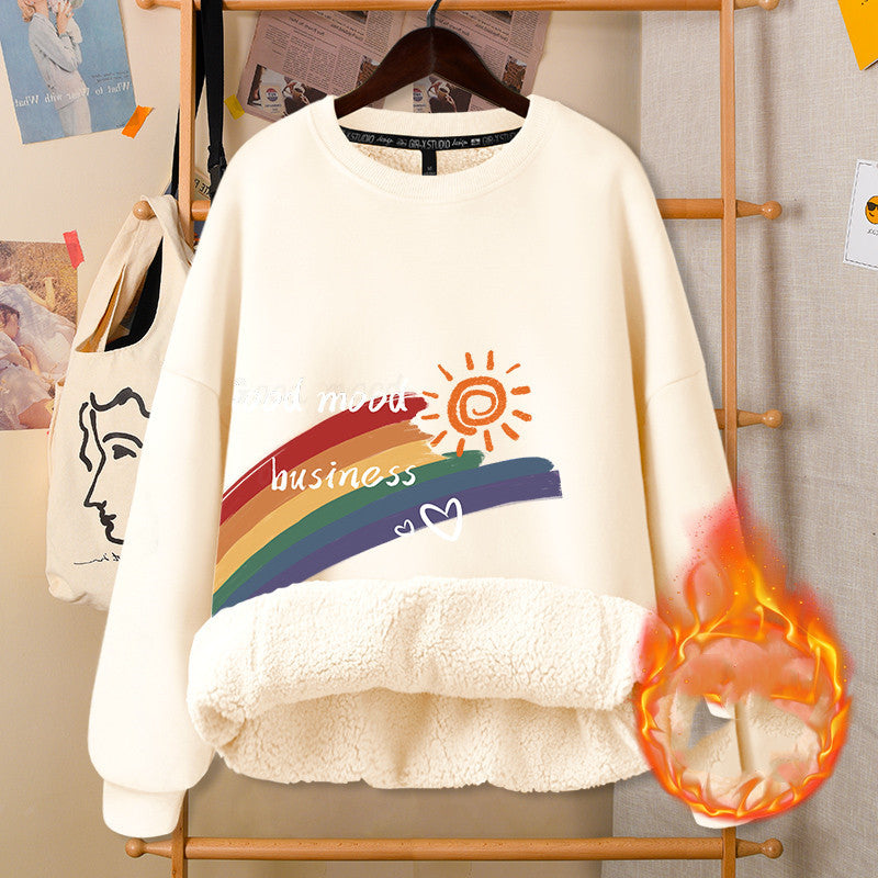 ArtsCloths Autumn and Winter Round Neck White Girly Jacket – Soft Casual Warm Outerwear for Women Arts Cloths